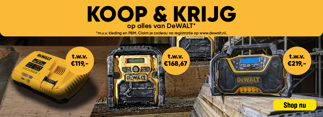 DeWALT gratis bitset bij 100 euro gereedschap accessoires