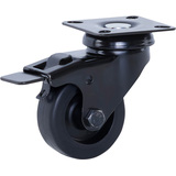 Meubel zwenkwiel met rem 40 mm rubber met plaatbevestiging 38 x 38