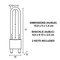 Master Lock hangslot met verstelbare beugel, 70 tot 155mm