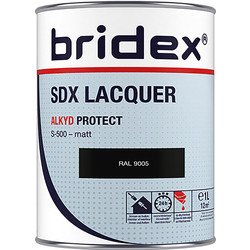 Bridex Bridex SDX Lacquer lak alkyd 1L RAL9005 mat 20576 van Toolstation