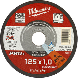 Milwaukee Milwaukee Doorslijpschijf metaal PRO+ SCS41 125 x 22,2 x 1mm - 22454 - van Toolstation