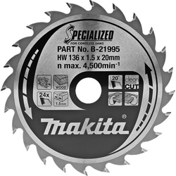 Makita Makita HM cirkelzaagblad 136x20x1,5 24T hout - 24287 - van Toolstation