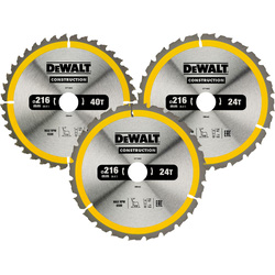DeWALT DeWALT cirkelzaagblad 216mm 2X24T 1X40T DT1962-QZ 3 Pack - 25118 - van Toolstation