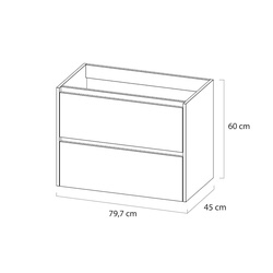 Tiger Reverse Meubelset 80 cm met 2 lades Chalet eik / Mat zwart inclusief Oval wastafel Mat zwart