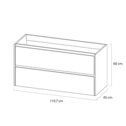 Tiger Reverse Meubelset 120 cm met 2 lades Chalet eik / Mat zwart inclusief Oval wastafel dubbel Mat zwart