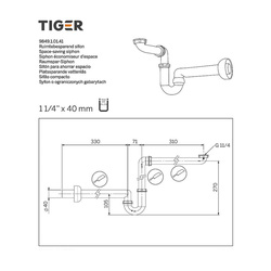 Tiger / Tiger ruimtebesparende Sifon 5/4'' ø 40mm 2