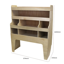 Monstershop / Bedrijfswageninrichting hout met vakken 4