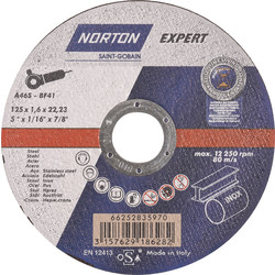 Norton Norton Expert doorslijpschijf staal/inox 125x1,6x22,23mm - 38009 - van Toolstation