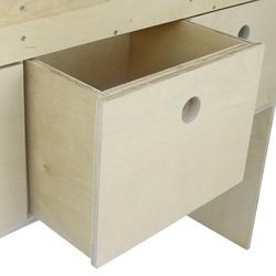 Monstershop / Bedrijfswageninrichting hout met vakken en lades 3