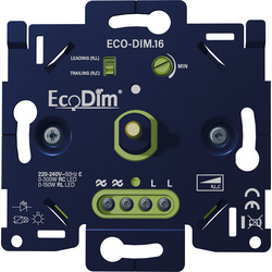 EcoDim / ECO-DIM.16 universele draaiknopdimmer 2-draads Sokkel 0-300W  Fase Aan- en Afsnijding