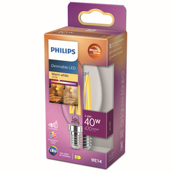 Philips LED lamp kaars transparant E14