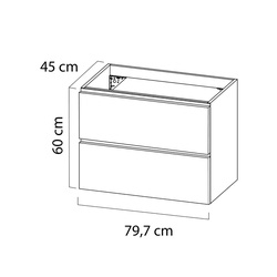 Tiger Loft Meubelset 80 cm met 2 lades Chalet eik inclusief Quadro wastafel Hoogglans wit