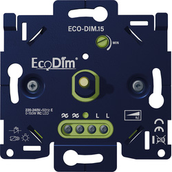 EcoDim / ECO-DIM.15 universele draaiknopdimmer 2-draads Sokkel 0-150W Fase Afsnijding