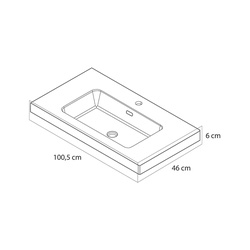 Tiger / Tiger T-Line Quadro opbouwwastafel 100cm 3