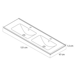 Tiger / Tiger T-Line Quadro inbouwwastafel 121cm 3