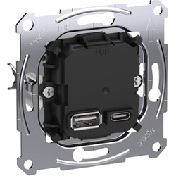 Schneider- Electric Schneider Electric Merten USB Charger 45W A+C Zwart - 60619 - van Toolstation