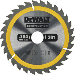 DeWALT DeWALT Construction cirkelzaagblad 184x30mm 30T 63142 van Toolstation