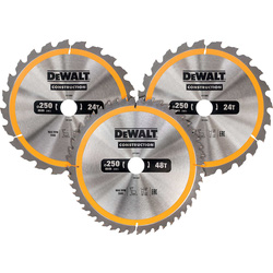 DeWALT DeWALT cirkelzaagblad 250mm 2x 24T 1x 48T DT1963-QZ 68470 van Toolstation