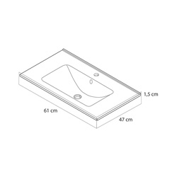 Tiger / Tiger T-Line Quadro inbouwwastafel 61cm 3