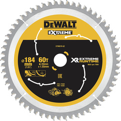 DeWALT DeWALT Cirkelzaagblad Xtreme Runtime 184mm x 20mm 60T 71543 van Toolstation