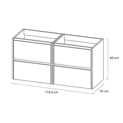 Tiger Reverse Meubelset 120 cm met 4 lades Chalet eik / Mat zwart inclusief Quadro wastafel dubbel Mat zwart