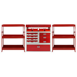 Monstershop / Bedrijfswageninrichting metaal met vakken, lades en bakken Rood