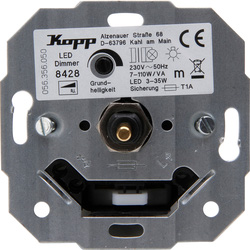 Kopp Kopp universele LED druk/draaidimmer 3-35w wissel inbouw R, L - 77282 - van Toolstation