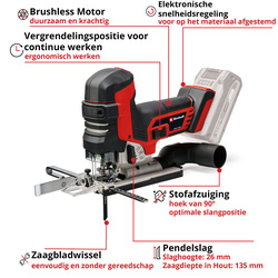 Einhell TP-JST 18/135 Li BL - Solo accu decoupeerzaag (body)