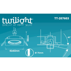 Twilight inbouwspot vierkant kantelbaar IP20