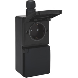 Niko / Niko wandcontactdoos RA KV dubbel voorbedraad Zwart IP55 verticaal