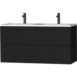 Tiger Tiger Maryport Meubelset 120 cm met 4 lades Mat zwart inclusief Quadro wastafel Hoogglans wit  81302 van Toolstation