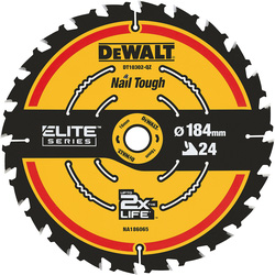 DeWALT DeWALT ELITE Cirkelzaagblad, Standard, kerf 1,65mm 184x16mm 24T 83189 van Toolstation