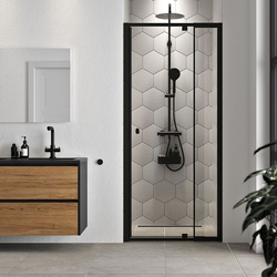 Sealskin / Sealskin Hooked draaideur met grote verstelbaarheid in nis 90x200cm, 6mm helder veiligheidsglas met antikalklaag Mat zwart