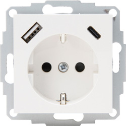 Kopp / Kopp Athenis wandcontactdoos 1V RA 2x USB-A Glanzend wit