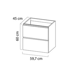 Tiger Loft Meubelset 60 cm met 2 lades Chalet eik inclusief Quadro wastafel Hoogglans wit