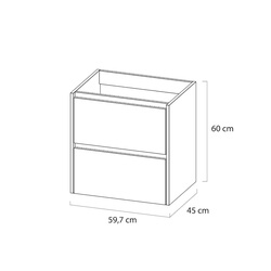 Tiger Reverse Meubelset 60 cm met 2 lades Chalet eik / Mat zwart inclusief Quadro wastafel Mat zwart