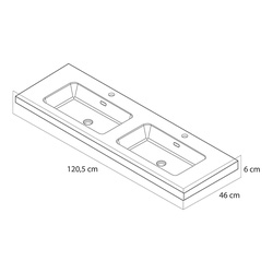 Tiger / Tiger T-Line Quadro opbouwwastafel 120cm 3