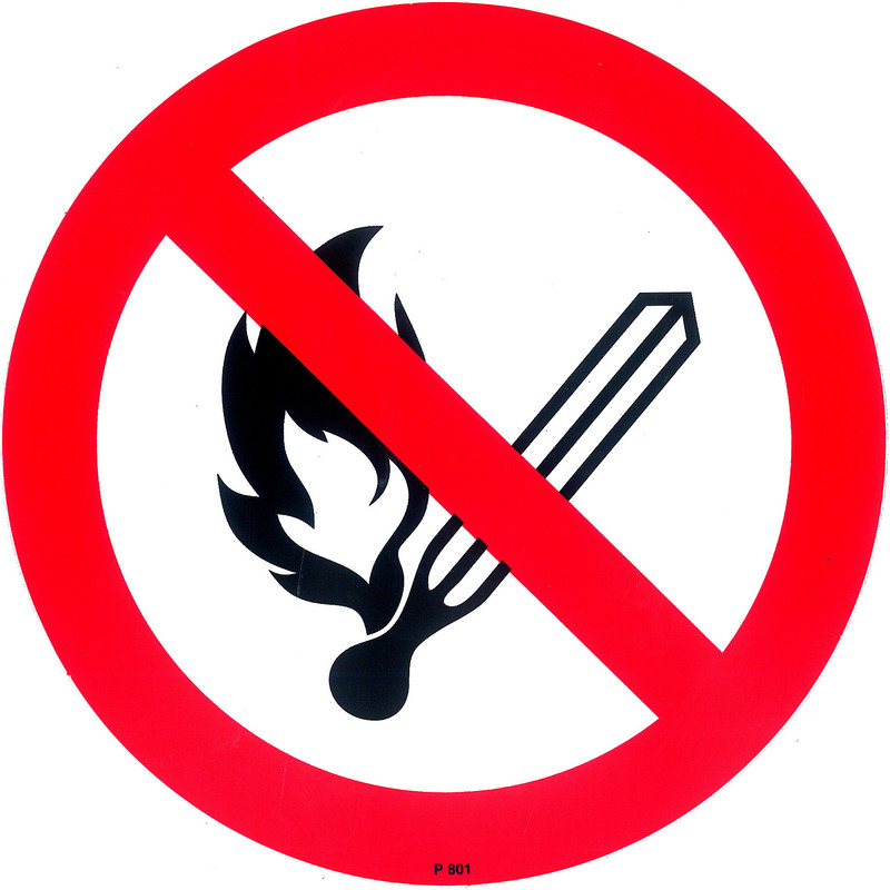 Sticker verbod vuur, open vlam, roken