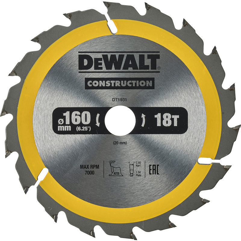 DeWALT cirkelzaagblad Construction hout