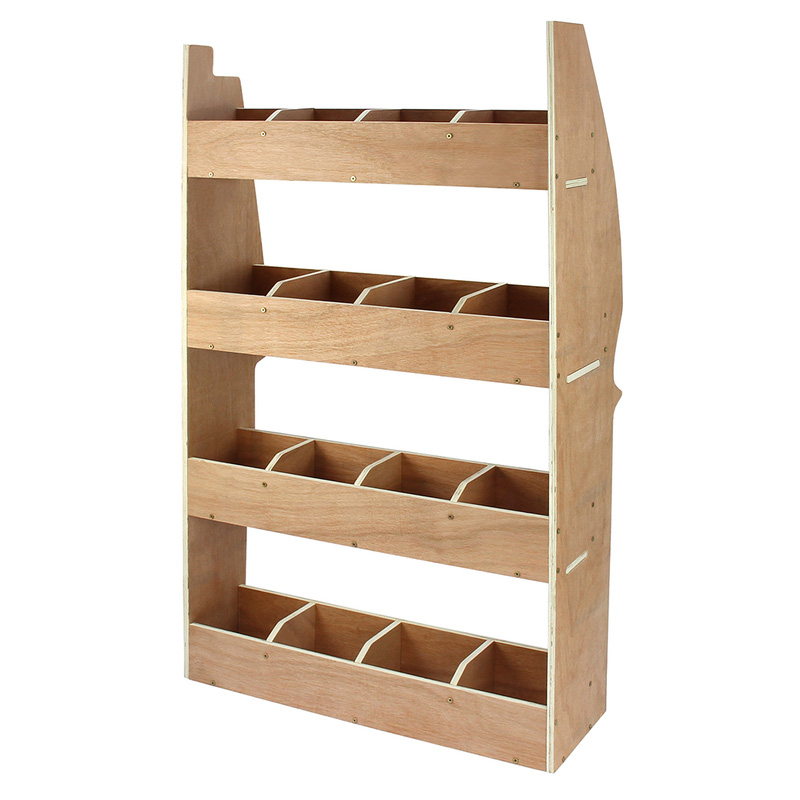 Monstershop / Bedrijfswageninrichting hout met vakken