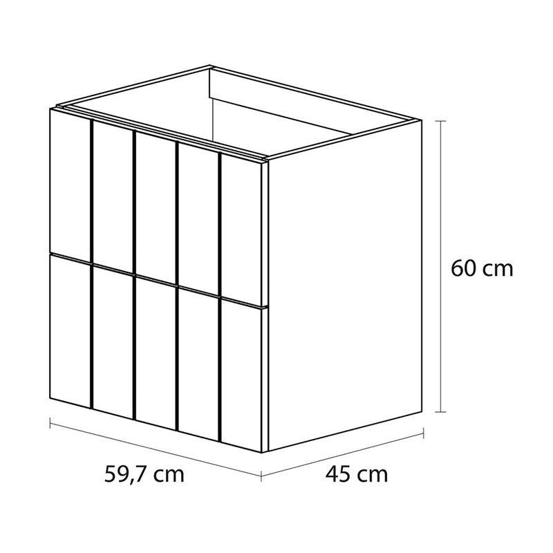 Tiger Maryport Meubelset 60 cm met 2 lades Mat zwart inclusief Ontario waskom Hoogglans wit