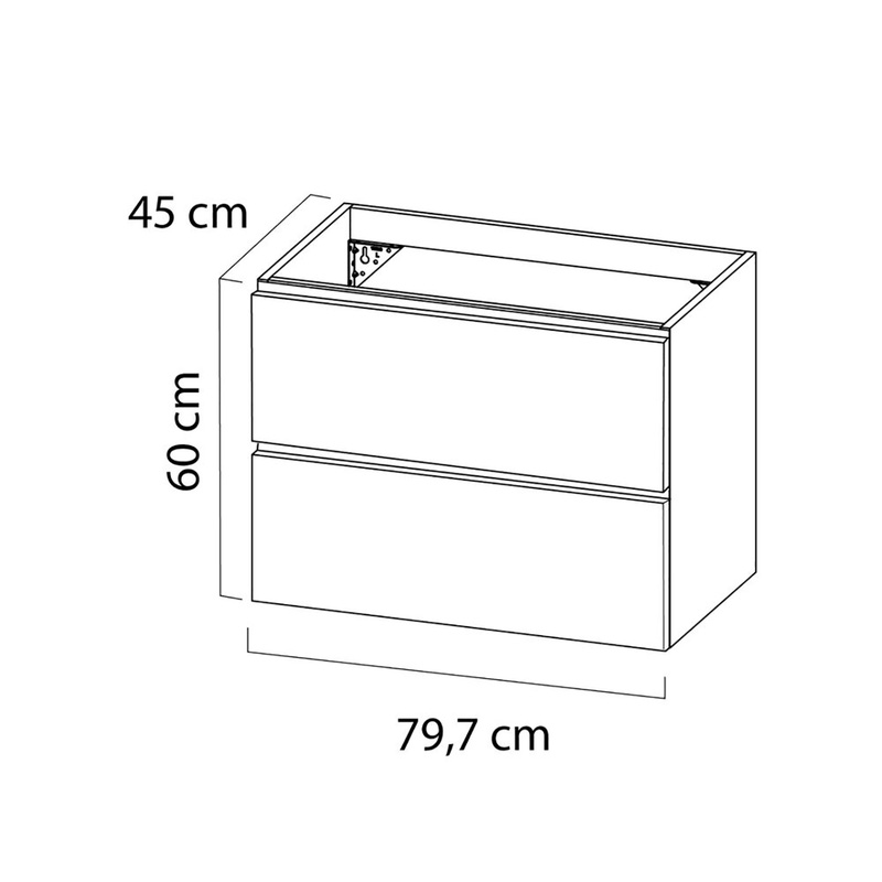 Tiger Loft Meubelset 80 cm met 2 lades Mat zwart inclusief Quadro wastafel Mat zwart