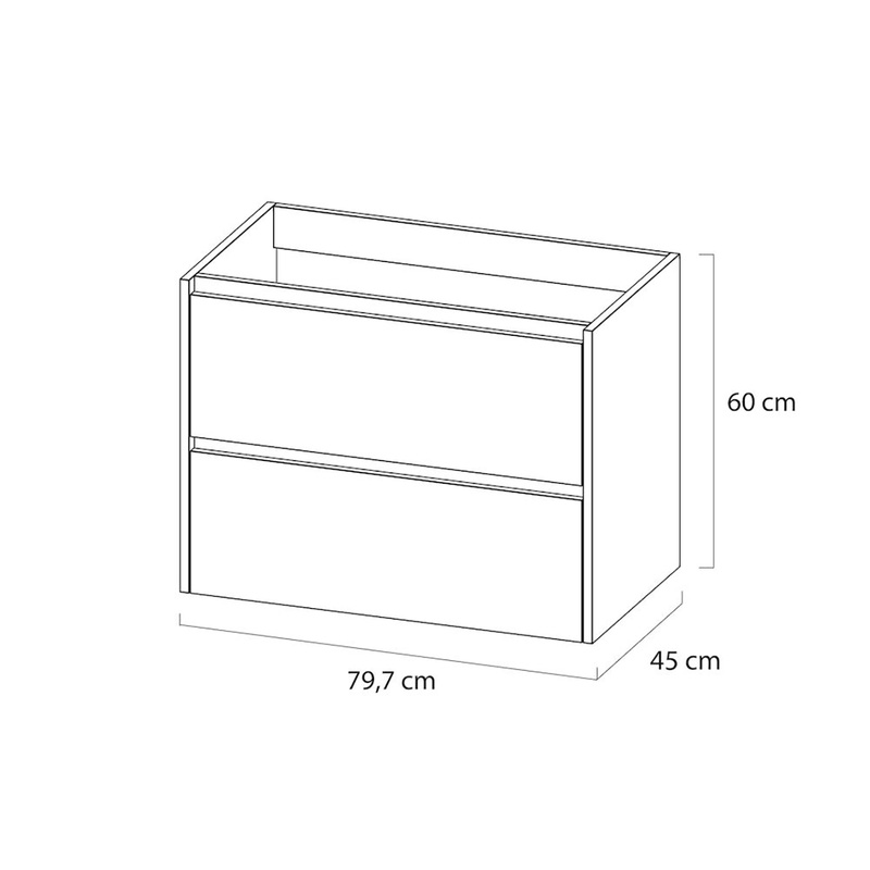 Tiger Reverse Meubelset 80 cm met 2 lades Chalet eik / Mat zwart inclusief Oval wastafel Mat zwart