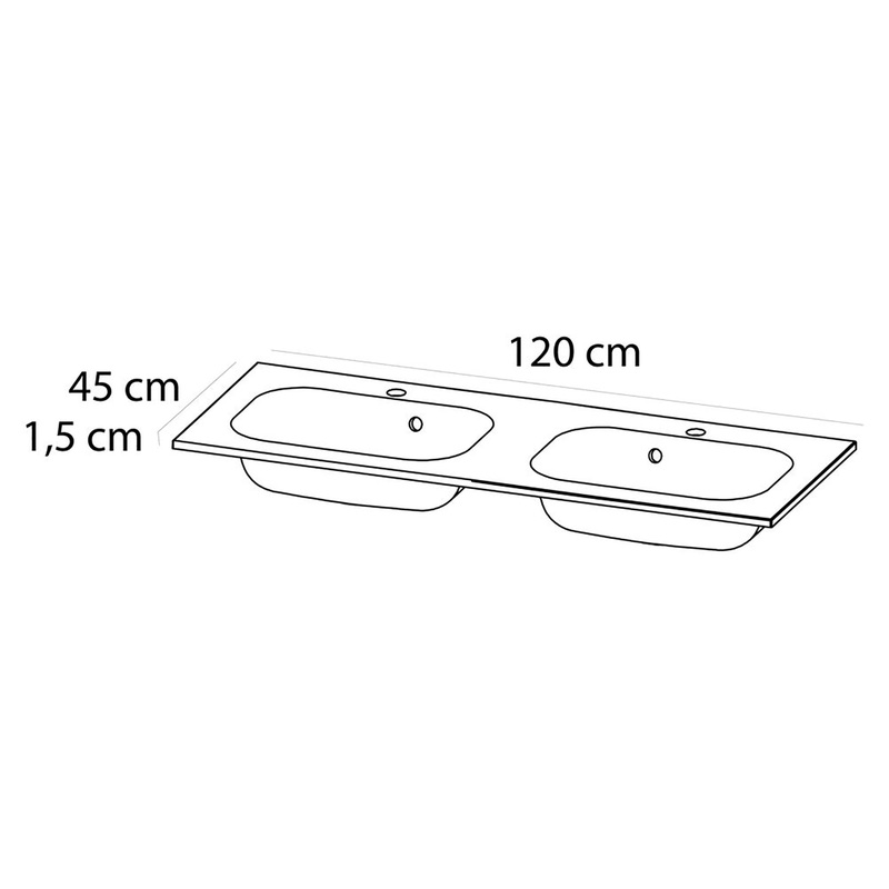 Tiger Reverse Meubelset 120 cm met 2 lades Chalet eik / Mat zwart inclusief Oval wastafel dubbel Mat zwart