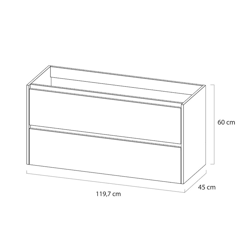 Tiger Reverse Meubelset 120 cm met 2 lades Chalet eik / Mat zwart inclusief Oval wastafel dubbel Mat zwart