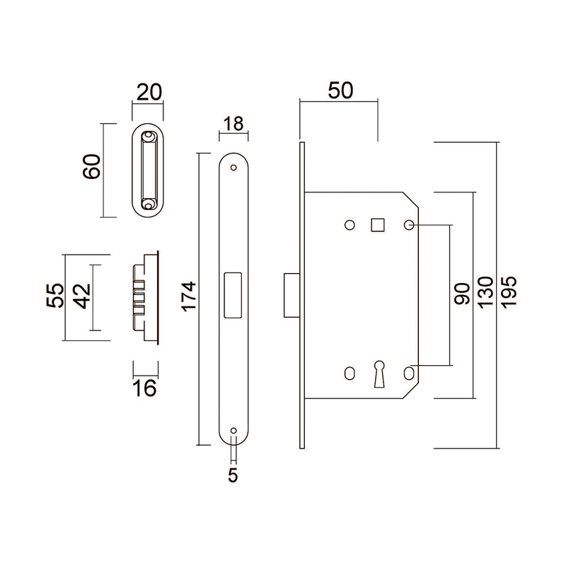 AGB / AGB Magneetslot Inox 18mm