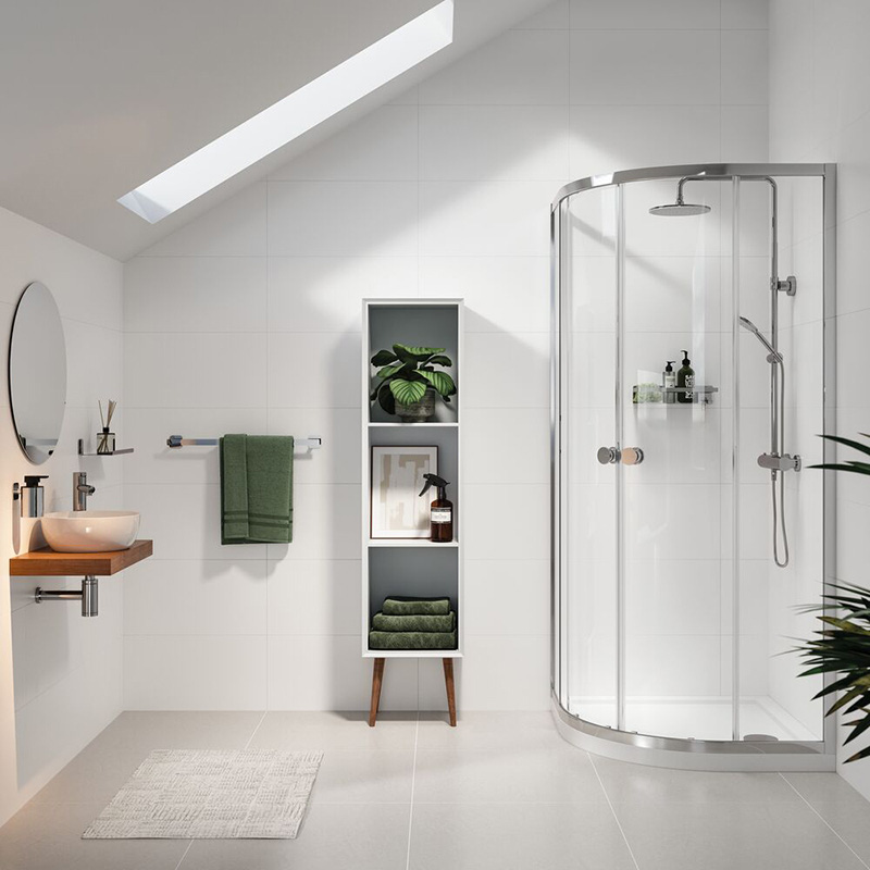 Sealskin / Sealskin Seev vierdelige kwartronde douchecabine met schuifdeuren 90x90x195cm, 6mm helder veiligheidsglas