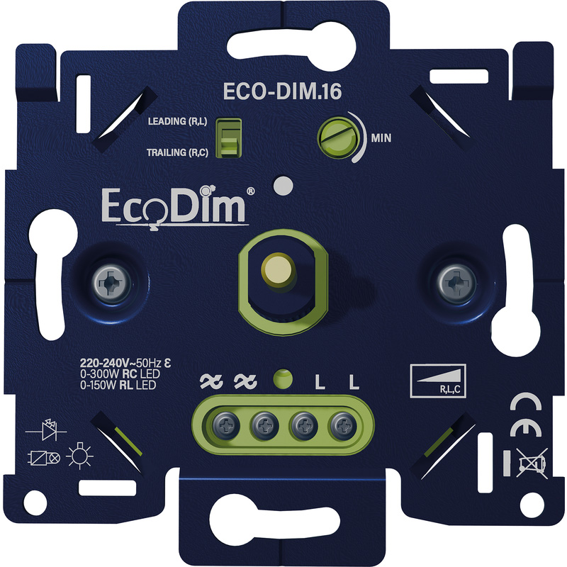EcoDim / ECO-DIM.16 universele draaiknopdimmer 2-draads Sokkel