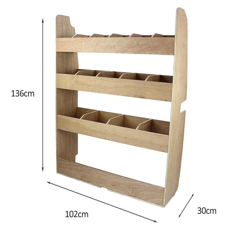 Monstershop / Bedrijfswageninrichting hout met vakken