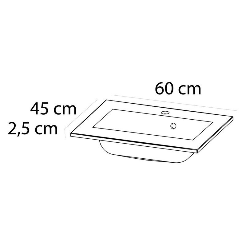 Tiger Maryport Meubelset 60 cm met 2 lades Mat zwart inclusief Quadro wastafel Hoogglans wit